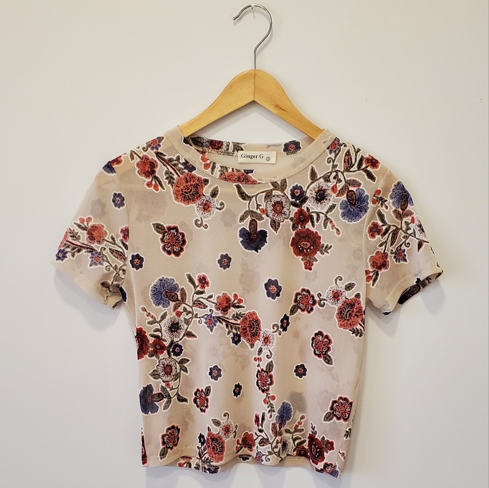 Sheer Floral Crop Top